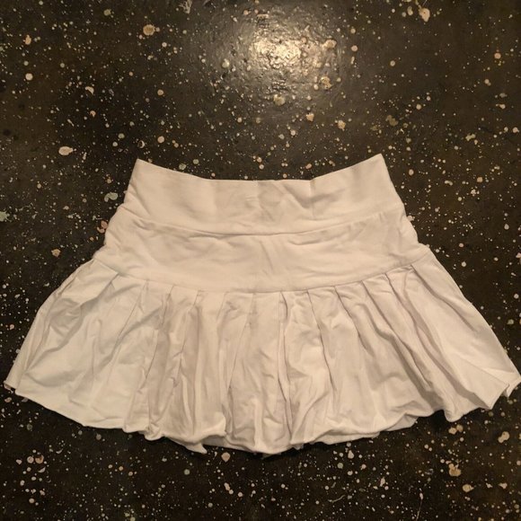 Norma Kamali Pleated Mini Skirt White Terry Pull On - Picture 7 of 9